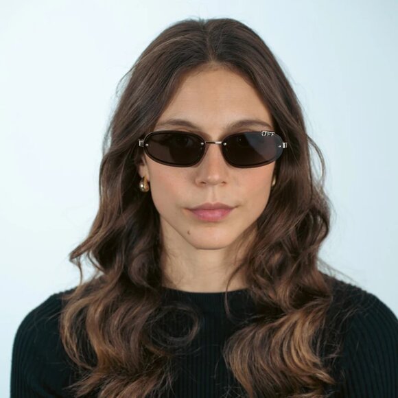 Off-White Men Sunglasses Gold Grey Oval OERI13M MIAMI 7607 NEW AUTHENTIC - Picture 9 of 12